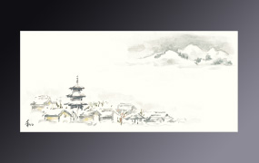 箸置きミニマット 雪景静日